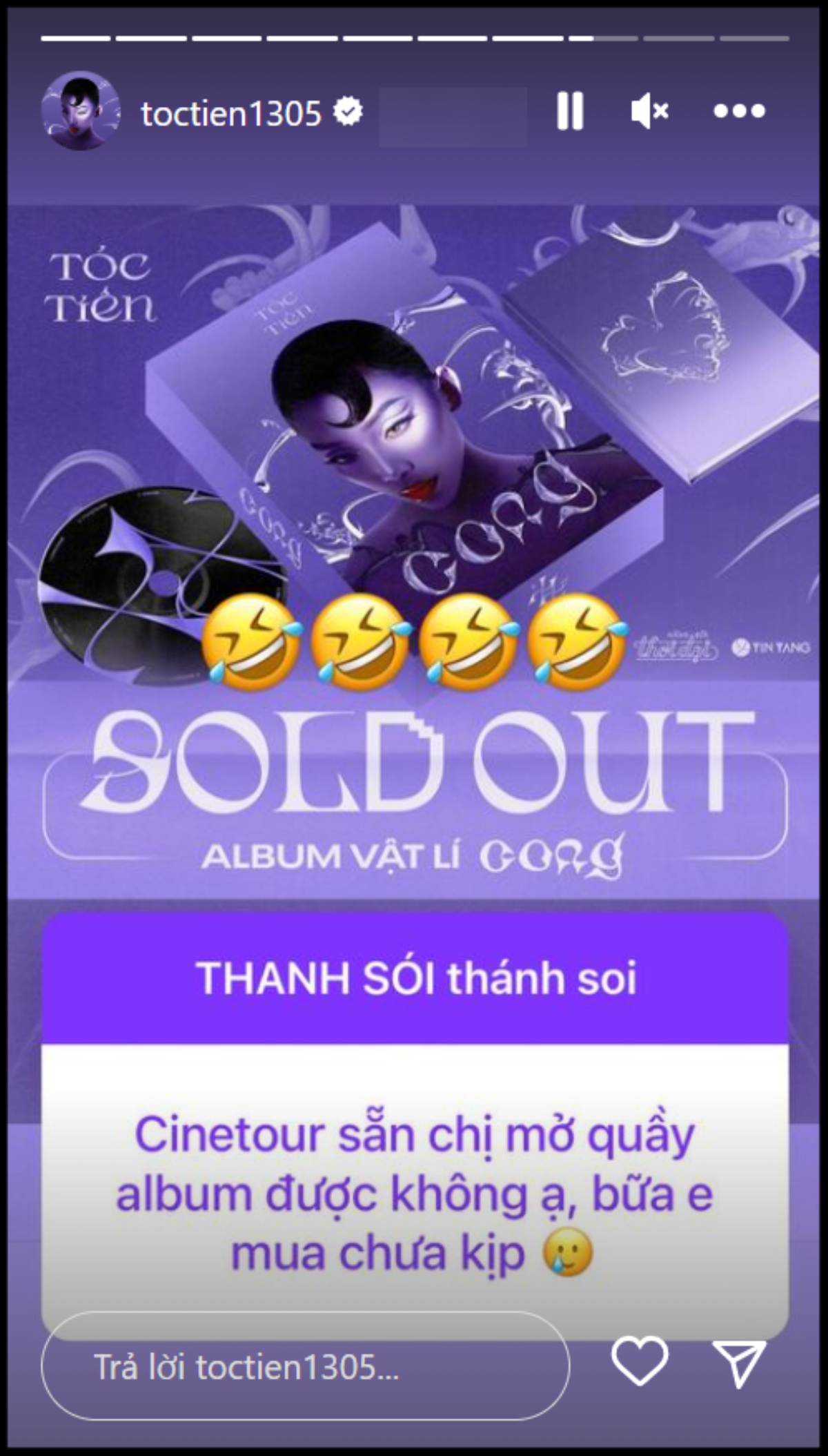 Album phòng thu thứ 4 'sold-out' đã lâu, fan Tóc Tiên bỗng yêu cầu nữ ca sĩ làm một điều Ảnh 2