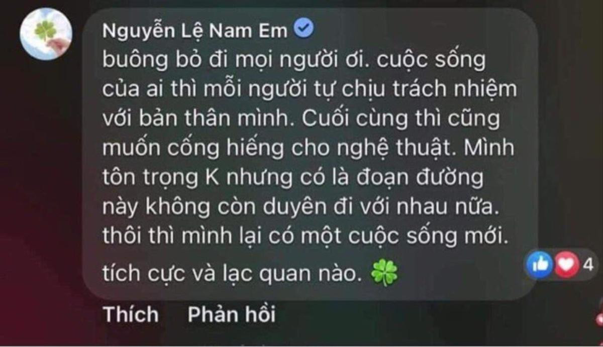 Nam Em lên tiếng về tin đồn rạn nứt tình cảm với Bạch Công Khanh: 'Chấp nhận buông bỏ' Ảnh 3