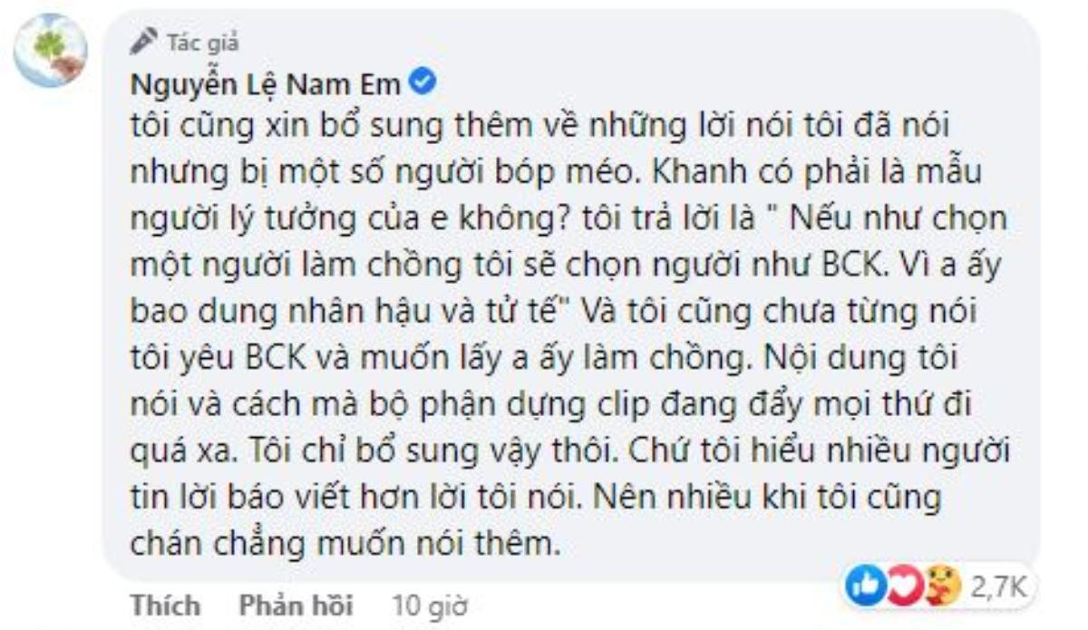 Nam Em: 'Tôi chưa từng nói yêu Bạch Công Khanh và muốn lấy anh ấy làm chồng' Ảnh 2