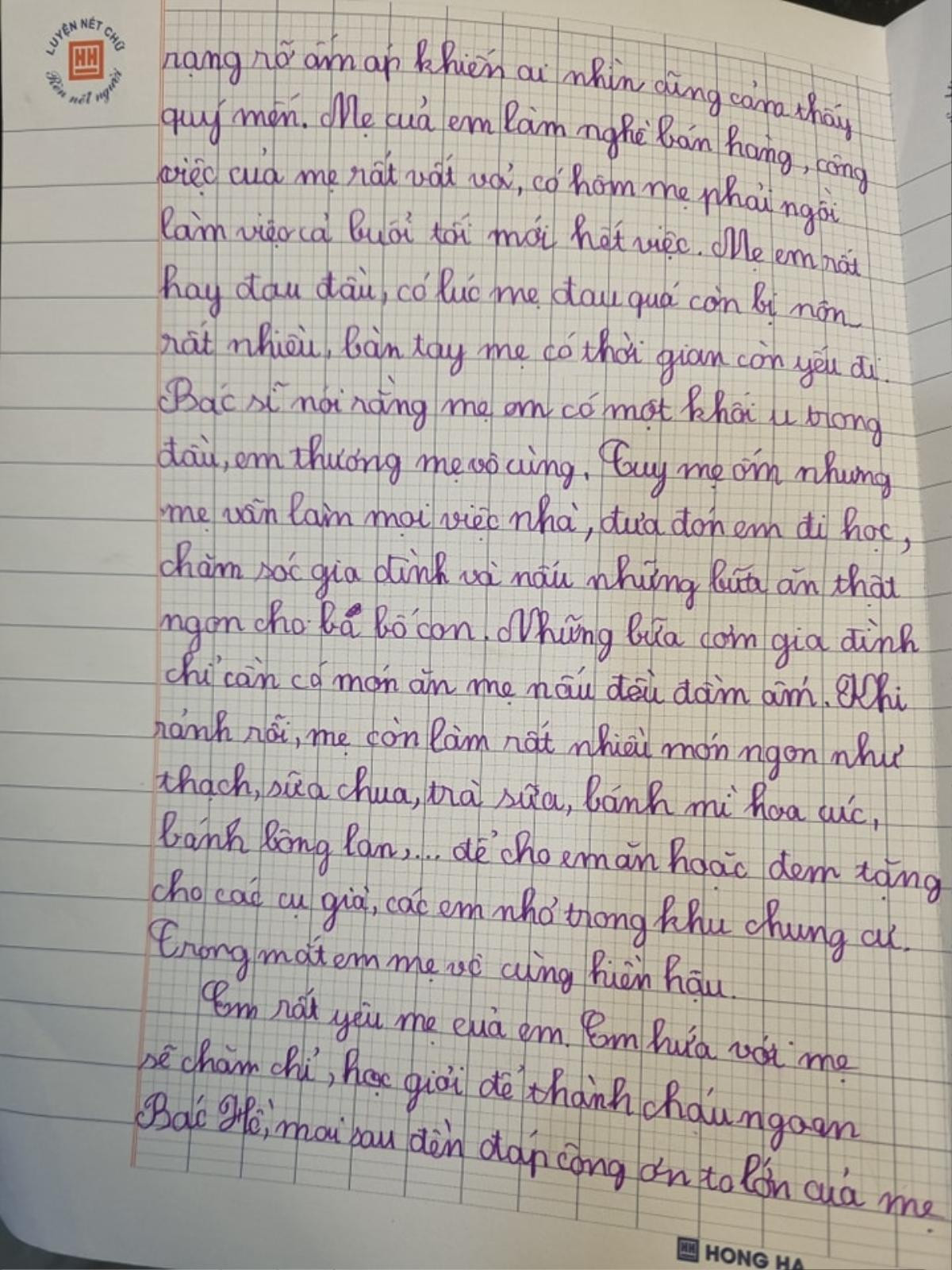 Thương mẹ có khối u trong đầu, bé trai dồn hết tình cảm vào bài văn: Bữa cơm chỉ cần có món ăn mẹ nấu... Ảnh 2