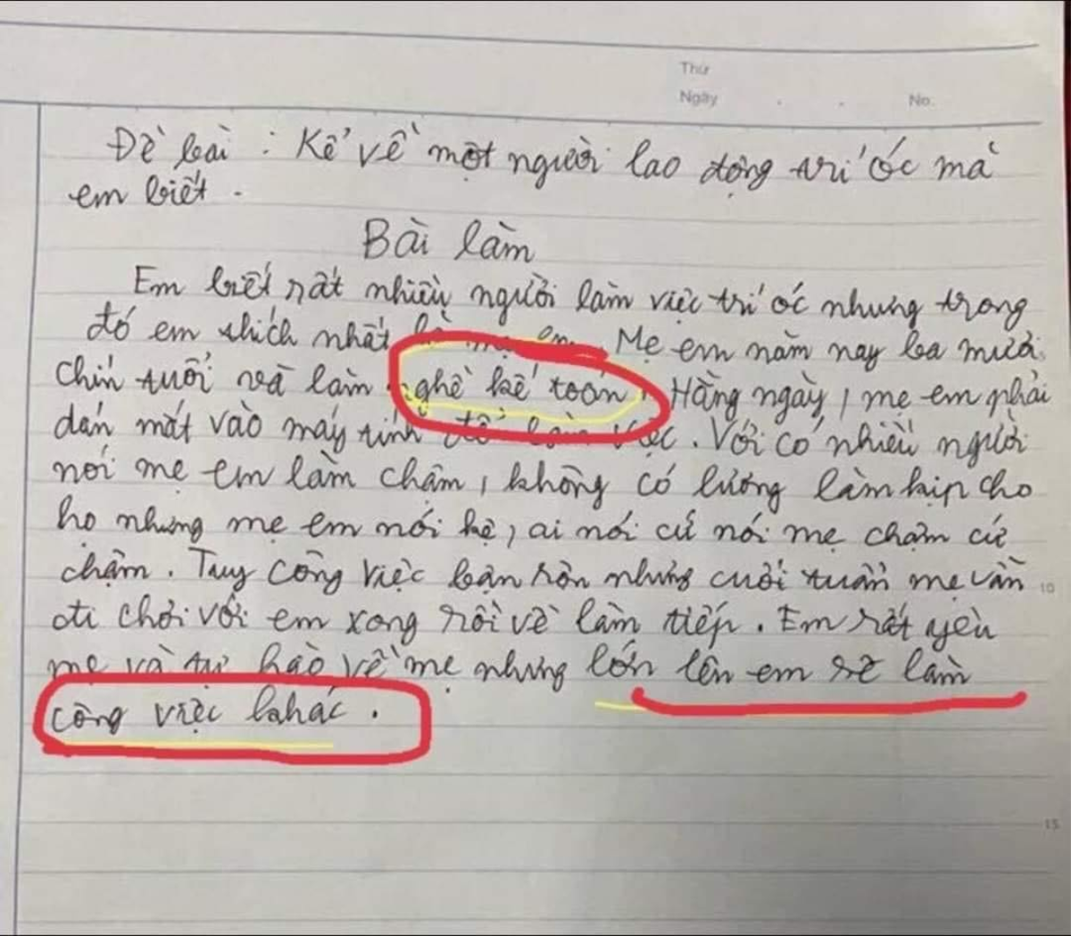 Học sinh tiểu học làm văn bày tỏ sự tự hào về mẹ nhưng câu kết với nội dung 'lạ' khiến dân mạng cười ngất Ảnh 1