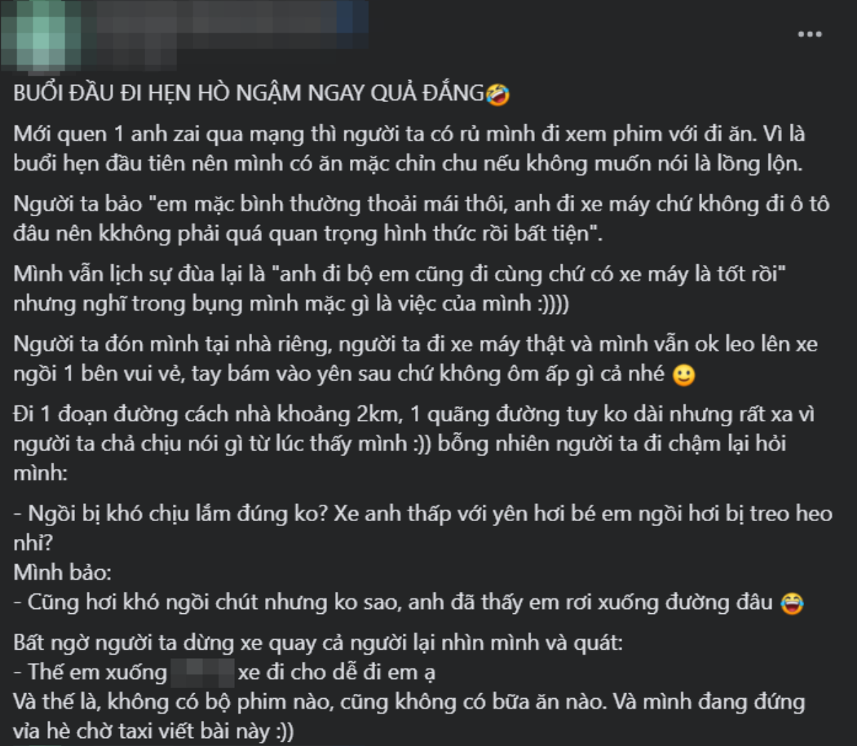 Ngày đầu hẹn hò, cô gái ngỡ ngàng khi bị bạn trai đuổi xuống xe chỉ vì... mặc đẹp Ảnh 1