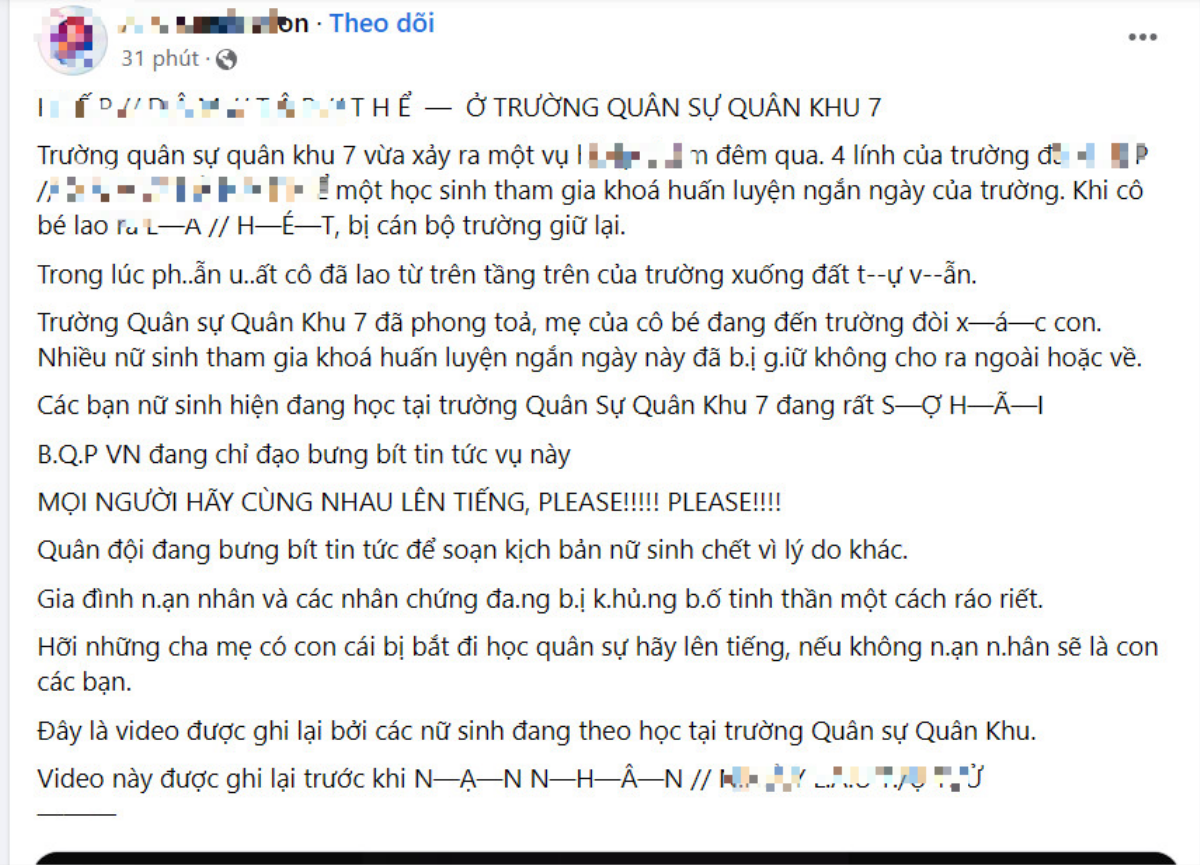 Thực hư thông tin nữ sinh viên bị quấy rối tại nơi học quân sự dẫn tới nhảy lầu đang rầm rộ Ảnh 1