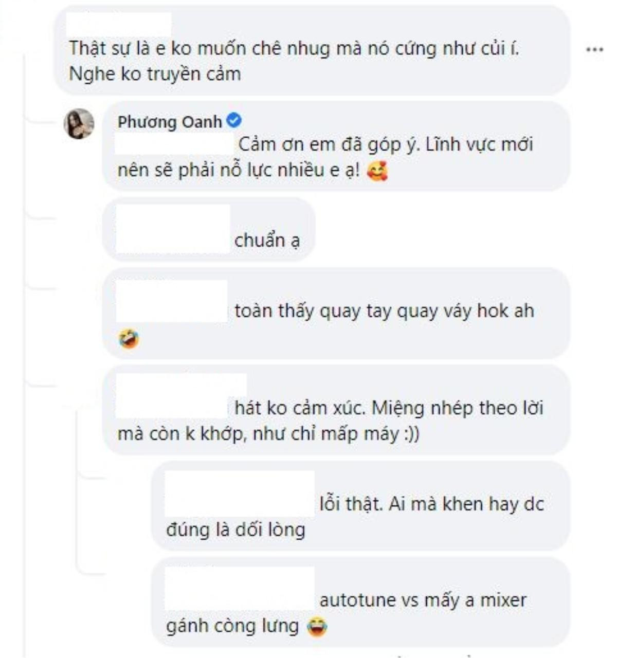 Bị nhận xét 'cứng như củi' khi hát, Phương Oanh lại 'chân thành' cảm ơn netizen Ảnh 2