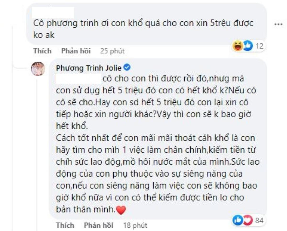 Phương Trinh Jolie và màn hành xử 'cao tay' khi bị fan 'xin tiền' trực tuyến Ảnh 2