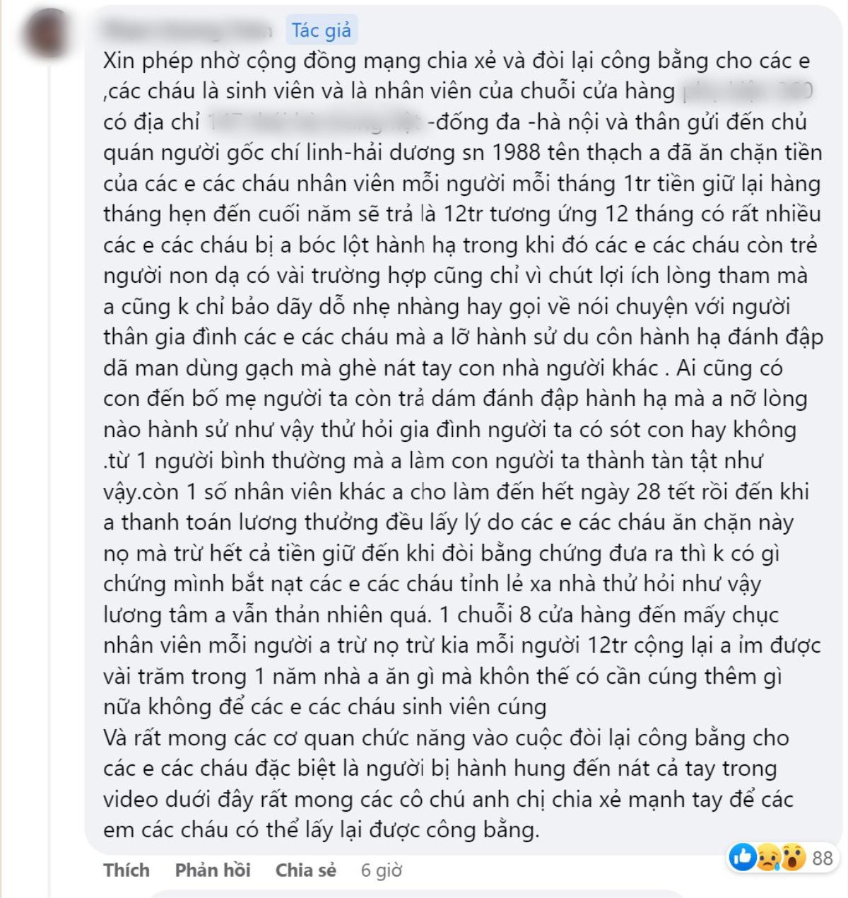 Xôn xao clip thông tin 'tố' chủ cửa hàng điện thoại ở Hà Nội hành hung nhân viên, ăn chặn tiền lương Ảnh 3