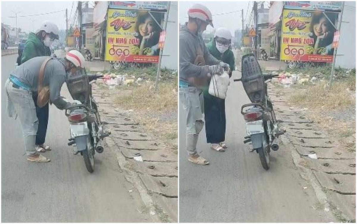 Được người thanh niên khuyết tật tặng xăng khi đang dắt bộ xe máy, nữ sinh có hành động gây bất ngờ Ảnh 1