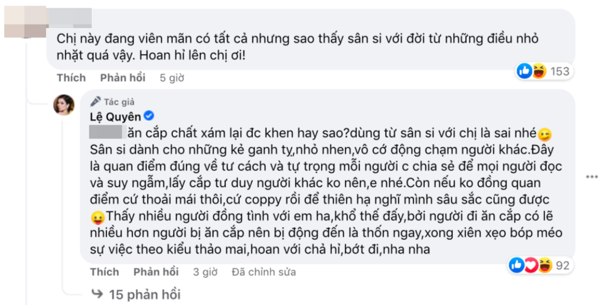 Lệ Quyên 'phản pháo' gay gắt khi bị chê sân si Ảnh 3