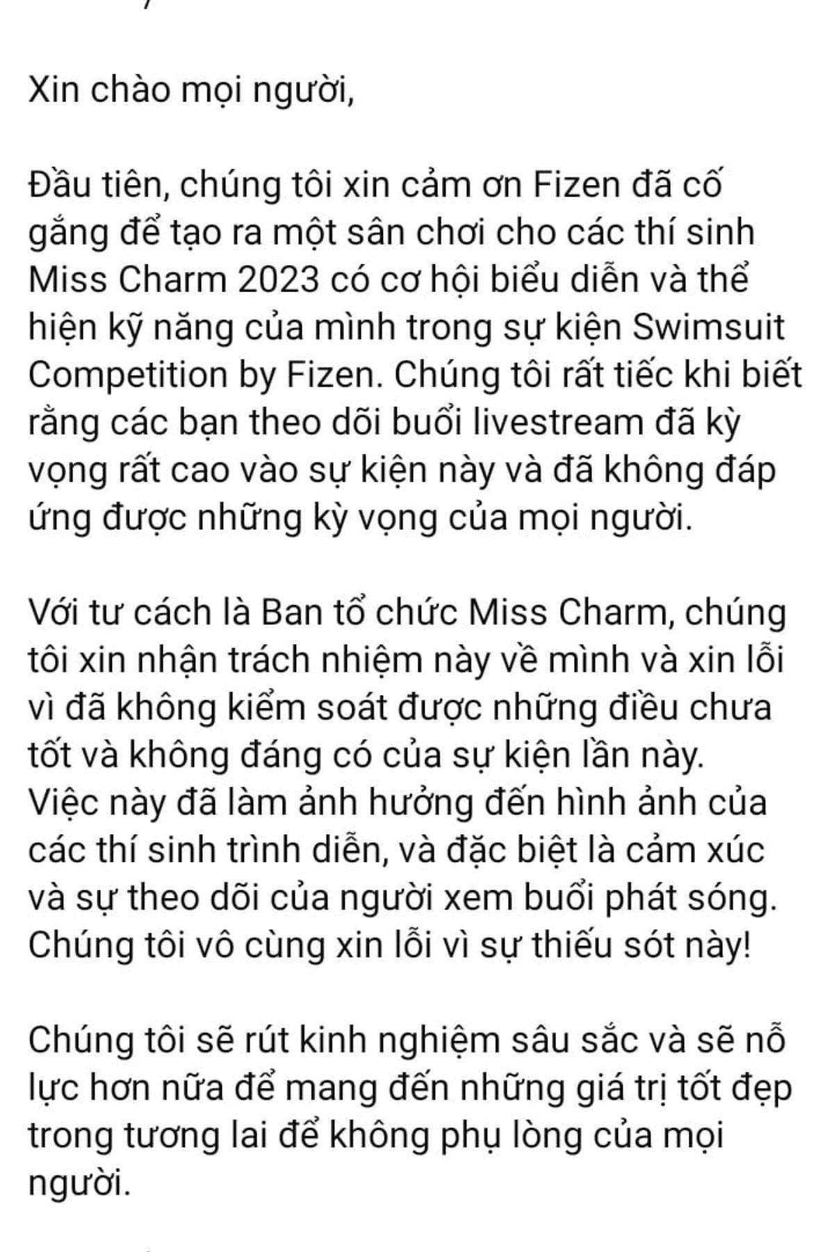 Bị chỉ trích vì tổ chức phần thi hỗn loạn, ban tổ chức Miss Charm xin lỗi: 'Xin nhận trách nhiệm về mình' Ảnh 3