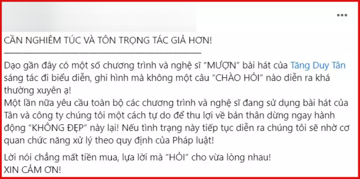 Bị 'hát chùa' quá nhiều: Phía Tăng Duy Tân bứt xúc, tuyên bố nhờ Pháp luật can thiệp Ảnh 2