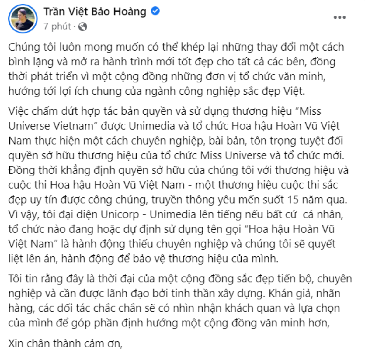 Bị lấy tên Hoa hậu Hoàn vũ VN, CEO Bảo Hoàng bức xúc lên tiếng: Quyết liệt lên án để bảo vệ thương hiệu Ảnh 3