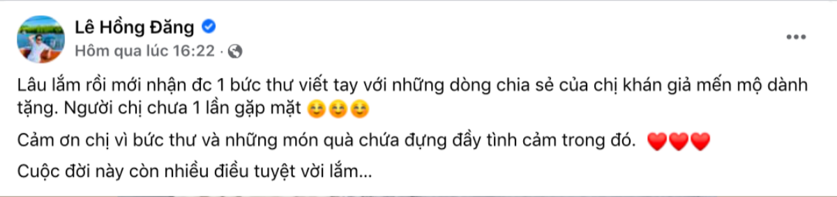 Diễn viên Hồng Đăng nhận được bức thư tay từ fan, netizen nhắn nhủ: 'Khán giả nhớ Đăng' Ảnh 2