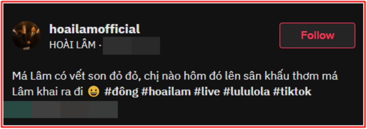 Hoài Lâm bị khán giả nữ hôn đỏ má, lên tiếng 'truy tìm' chủ nhân dấu son môi Ảnh 2