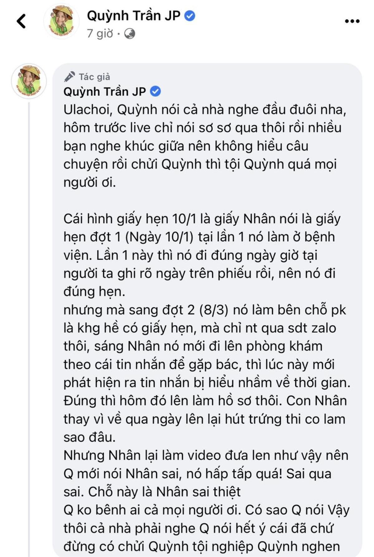 Giữa làn sóng bị dọa tẩy chay, Quỳnh Trần JP 'quay xe' khẳng định Bà Nhân Vlog 'sai quá sai' Ảnh 3