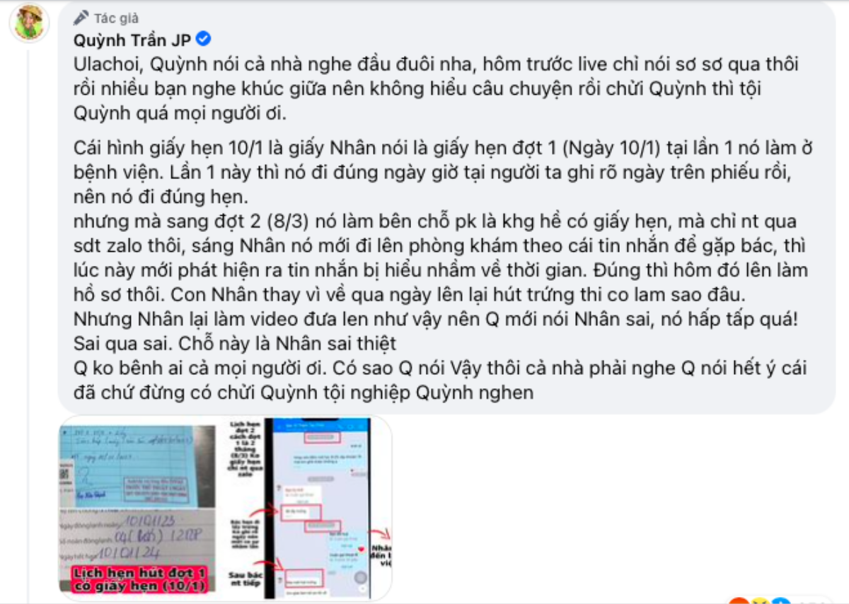 Quỳnh Trần JP tiếp tục phân bua sau khi nói bác sĩ Thịnh sai với bà Nhân khiến nhiều người ngán ngẩm Ảnh 2