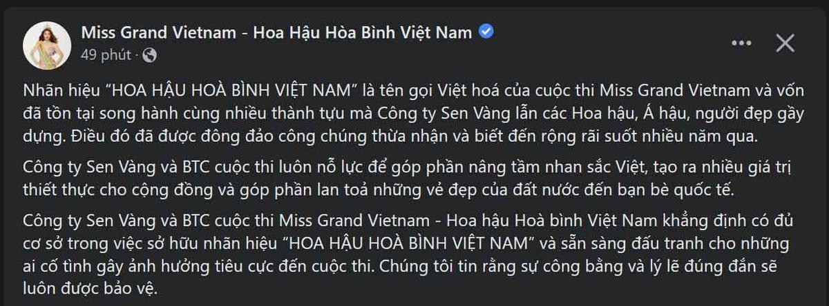 Ban tổ chức Miss Grand Vietnam đáp trả màn tranh tên gọi của Miss Peace: 'Sẽ đấu tranh bất cứ lúc nào' Ảnh 2