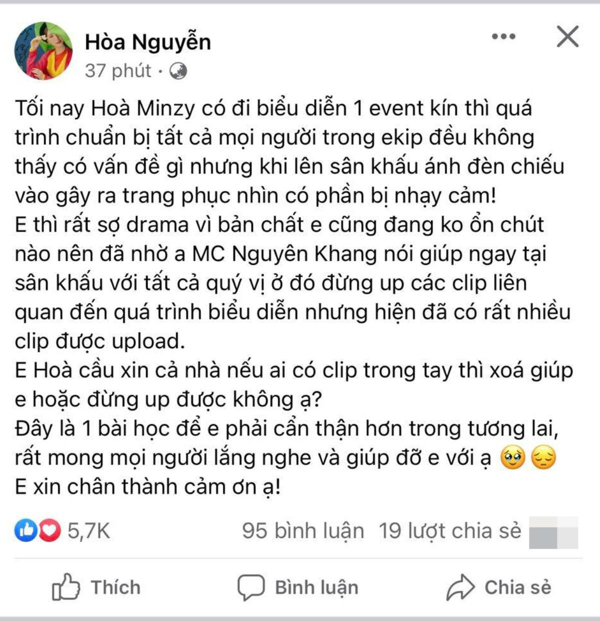 Nửa đêm, Hoà Minzy bất ngờ cầu xin khán giả xoá clip nhạy cảm, chuyện gì đây? Ảnh 3