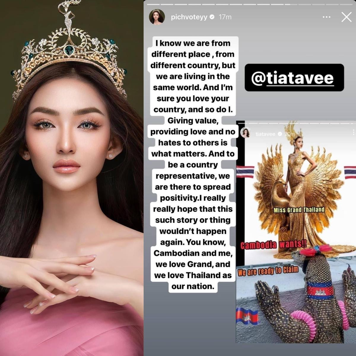 Sau pha 'cà khịa', thí sinh Miss Grand Thailand bị hàng loạt Hoa hậu Campuchia lên tiếng tẩy chay Ảnh 4