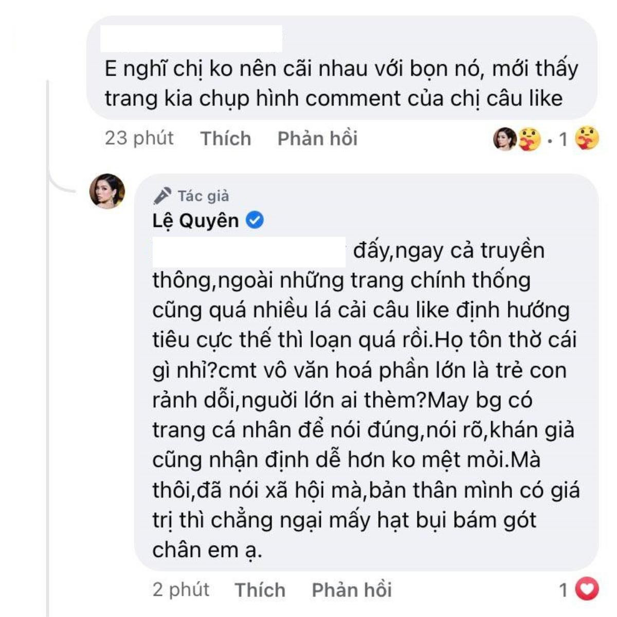 Được khuyên không nên cãi nhau với anti-fan, Lệ Quyên tuyên bố: 'Chẳng ngại mấy hạt bụi bám gót chân' Ảnh 2