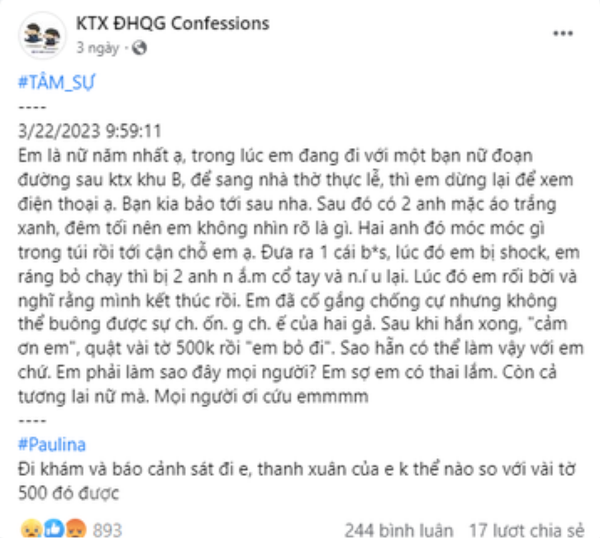 Xôn xao thông tin nữ sinh năm nhất bị 2 gã thanh niên tấn công tình dục tại làng ĐHQG TP.HCM Ảnh 1