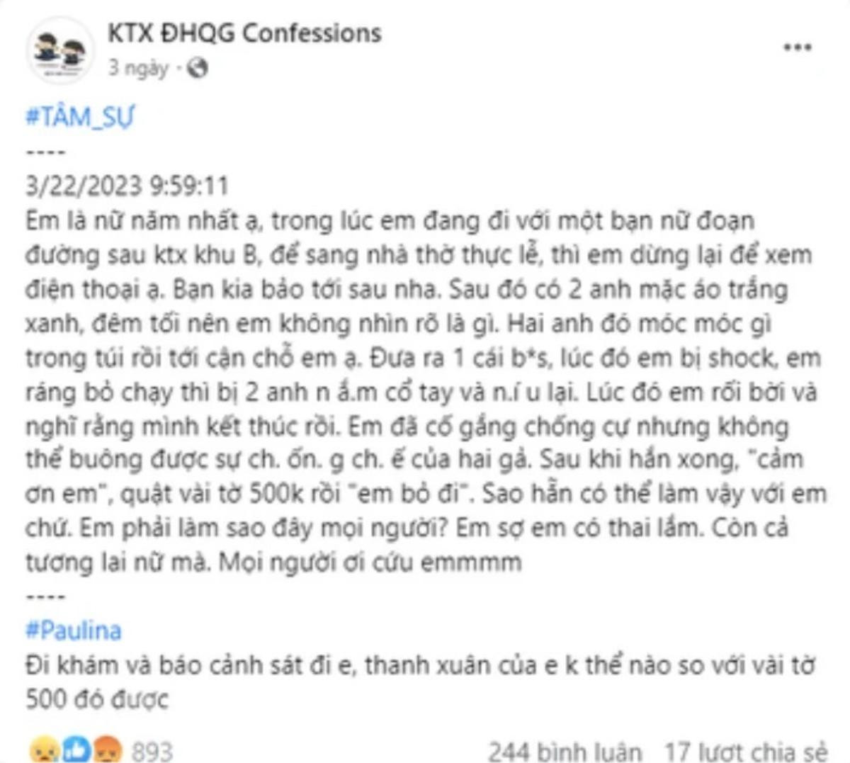 Tin mới nhất vụ nữ sinh năm nhất đăng đàn tố bị 2 gã thanh niên tấn công tình dục ở làng đại học Ảnh 1