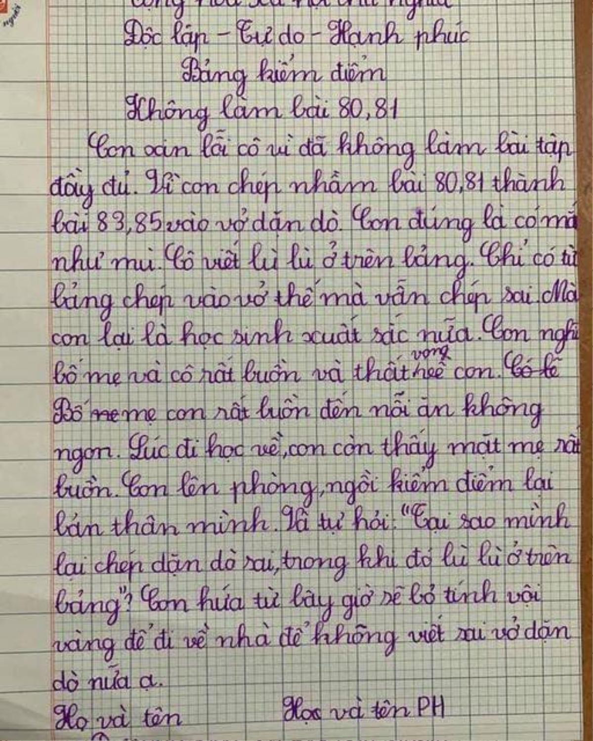 Bản kiểm điểm của học trò khi lỡ chép sai bài tập khiến CĐM cười ngất: Cô muốn giận cũng không giận nổi Ảnh 1