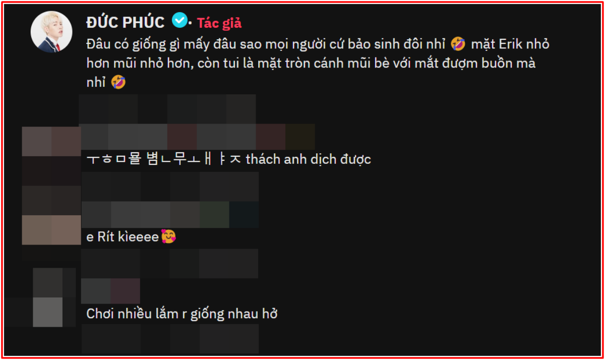 Xuất hiện cùng khung hình, Đức Phúc phản ứng khi được nhận xét gương mặt 'như sinh đôi' với ERIK Ảnh 3