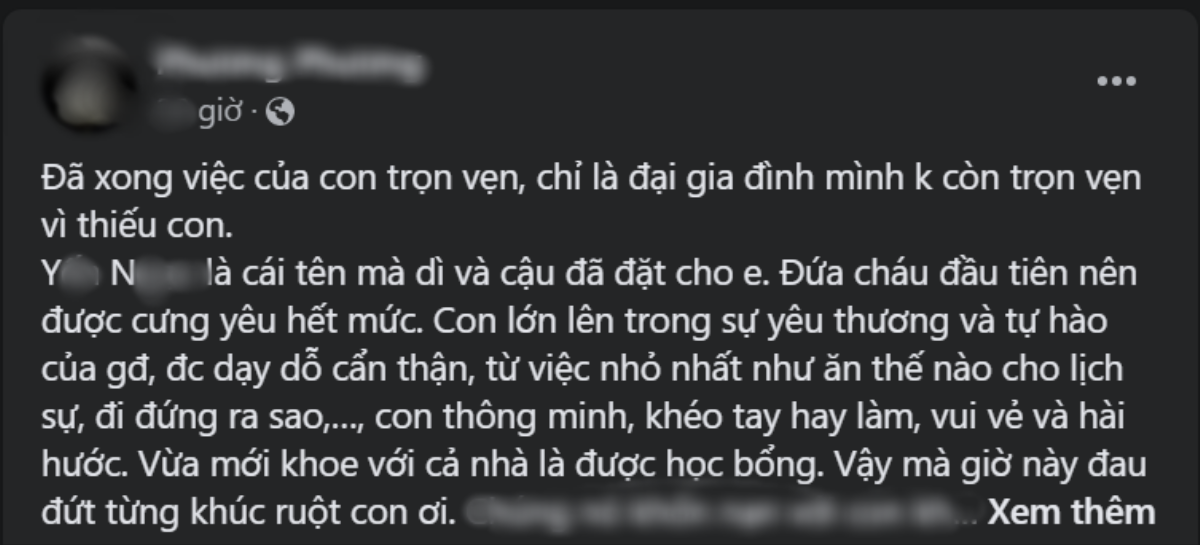 Đau xót dòng chia sẻ của người dì về nữ sinh trường chuyên tự tử nghi do bạo lực học đường Ảnh 1