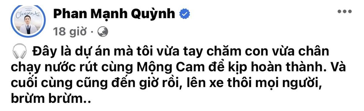 Phan Mạnh Quỳnh kể chuyện 'nỗi khổ' của ông bố bỉm sữa, vợ trẻ khiến netizen 'cười bò' với cách xưng hô Ảnh 1