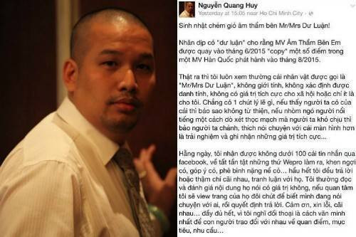 Quang Huy đáp trả 'nghi án' Sơn Tùng M-TP đạo nhái Ảnh 2