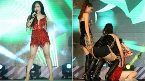 Hương Tràm ngã sõng soài trên sân khấu Ảnh 2