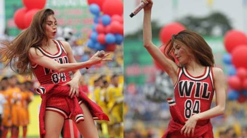 Mặc scandal, Hà Hồ ‘quẩy’ hết mình cùng các cầu thủ Ảnh 2