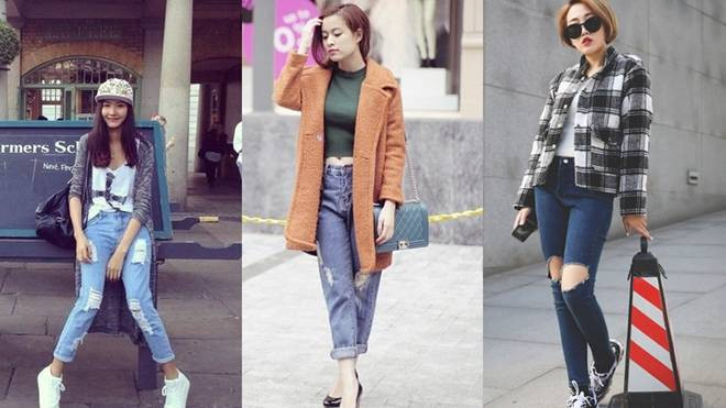 Mặc quần jean rách mùa lạnh, tại sao không? Ảnh 2