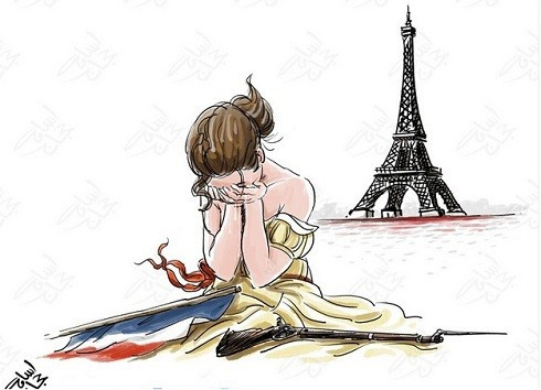7 bức biếm họa đáng suy ngẫm của các họa sĩ Ả Rập về vụ khủng bố Paris Ảnh 2