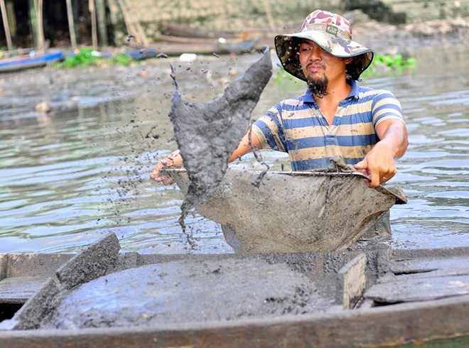 Ngâm mình dưới nước ô nhiễm đãi trùn chỉ mưu sinh Ảnh 2