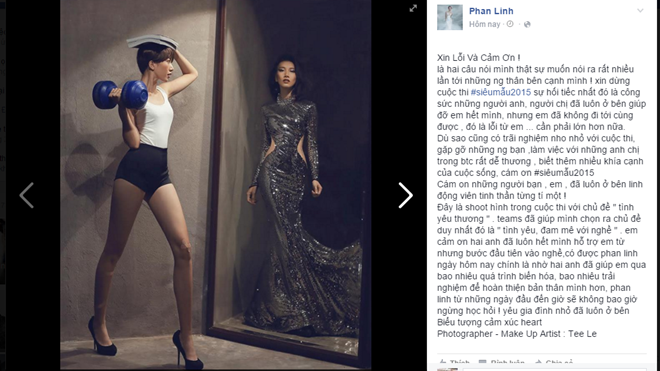 Phan Linh viết tâm thư chia sẻ việc rời 'Siêu mẫu Việt Nam 2015' Ảnh 2