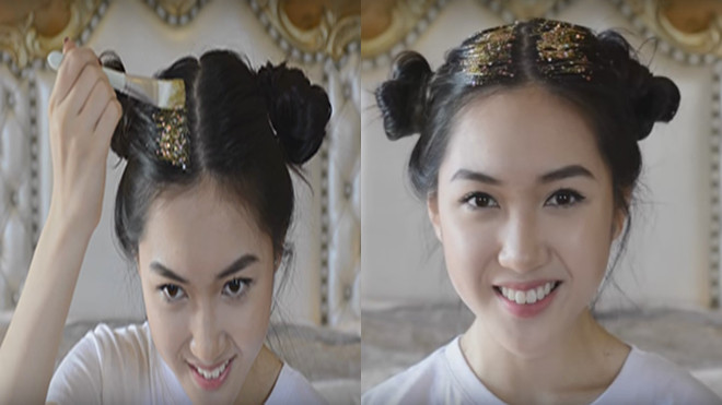 Độc đáo cách làm tóc lấp lánh đi chơi Giáng sinh Ảnh 2