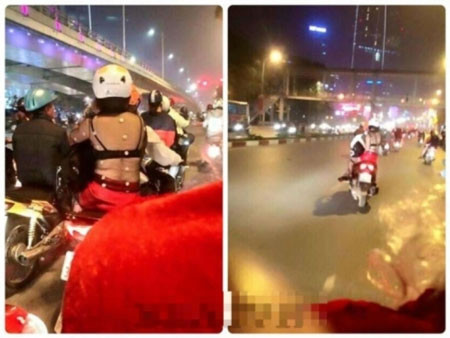 Thiếu nữ diện áo trong suốt lộ nội y giữa trời rét trên phố Hà Nội Ảnh 2