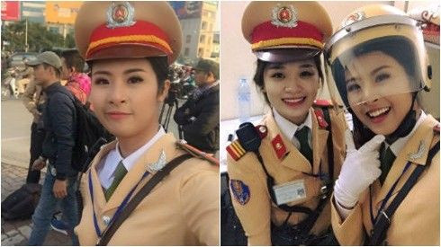 Hoa hậu Ngọc Hân đốn tim fan trong hình ảnh nữ CSGT Ảnh 2