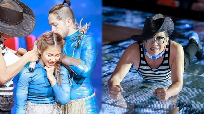 Khả Ngân bị… siết cổ, MC Thanh Bạch lăn lê 'khó hiểu' trên sàn tổng duyệt Ảnh 2