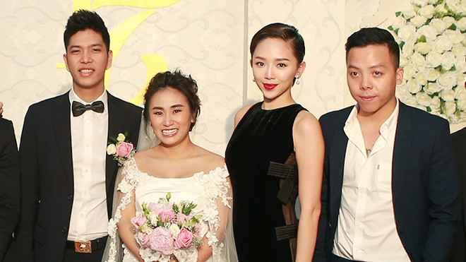 Tóc Tiên, Hoàng Touliver không rời nhau nửa bước trong đám cưới Nhật Thu Ảnh 2