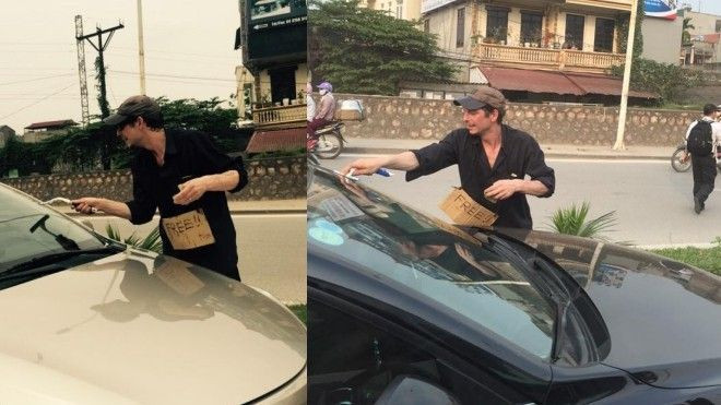 Thú vị với câu chuyện ông Tây lau kính xe miễn phí ở Hà Nội Ảnh 2