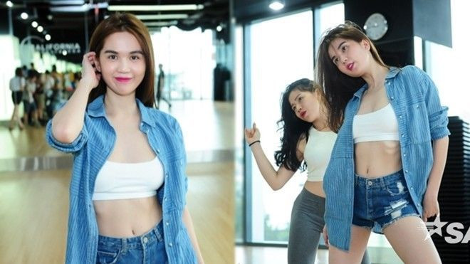 Ngọc Trinh phanh áo khoe eo 56 trên sàn tập Bước nhảy hoàn vũ 2016 Ảnh 2