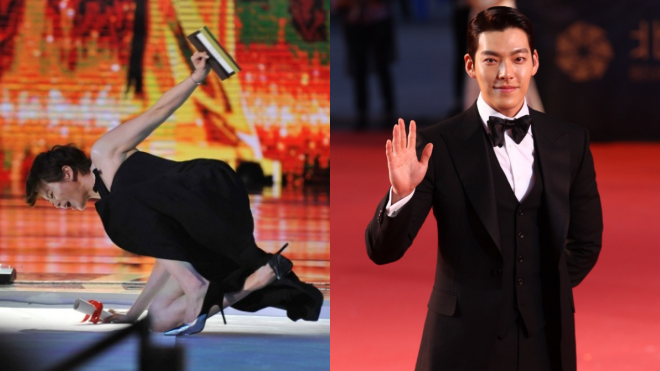 Hoa đán Hong Kong ngã sõng soài, Kim Woo Bin hơn cả soái ca trên thảm đỏ Ảnh 2