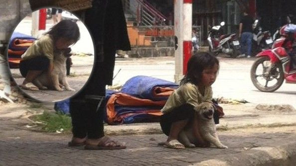 Nụ hôn chia tay của cô bé dân tộc và chú chó trước khi bị bán Ảnh 2