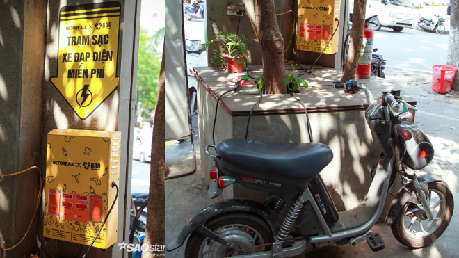Cận cảnh trạm sạc xe đạp điện miễn phí mê hoặc teen Hà thành Ảnh 2