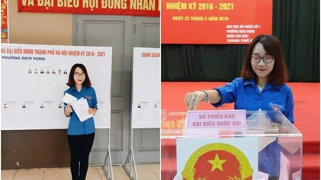 Hội 'lần đầu đi bầu' hào hứng check-in trong ngày bầu cử Ảnh 2
