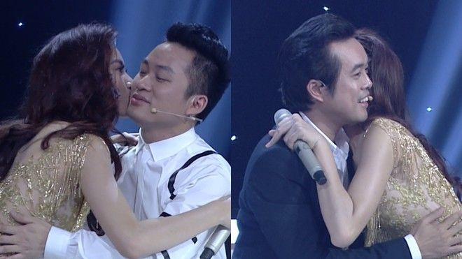 Giọng ca 'Hà Hồ - Mỹ Tâm' ôm hôn Dương Khắc Linh, Tùng Dương ngay trên sóng truyền hình Ảnh 2