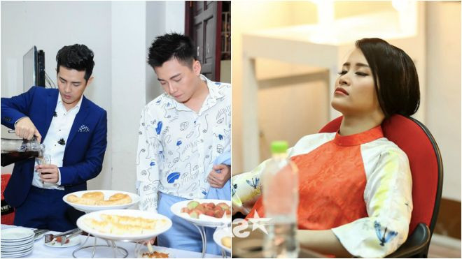Ngô Kiến Huy, Ông Cao Thắng tranh thủ ăn vội, Đông Nhi ngủ gục tại trường quay The Voice Kids 2016 Ảnh 2