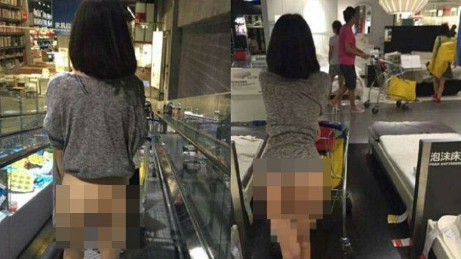 Sốc: Cô gái không mặc quần làm loạn siêu thị nội thất IKEA Ảnh 2